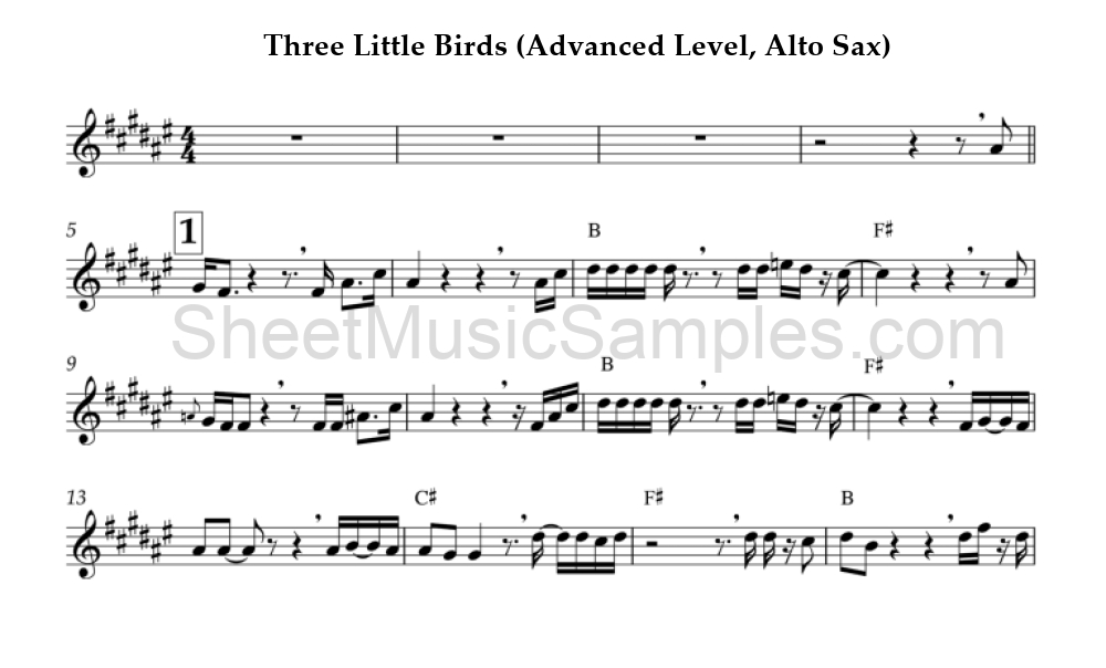 Three Little Birds (Advanced Level, Alto Sax)