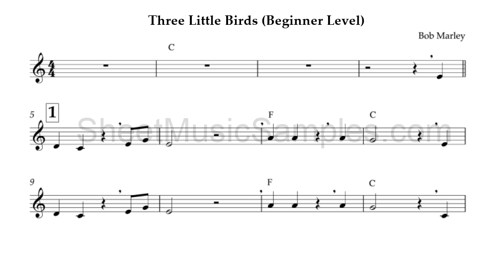 Three Little Birds (Beginner Level)