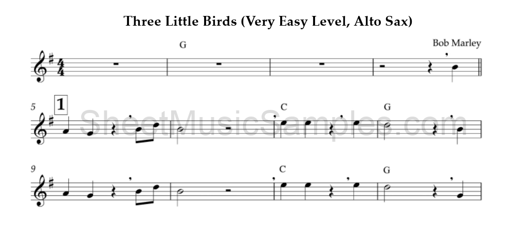 Three Little Birds (Very Easy Level, Alto Sax)