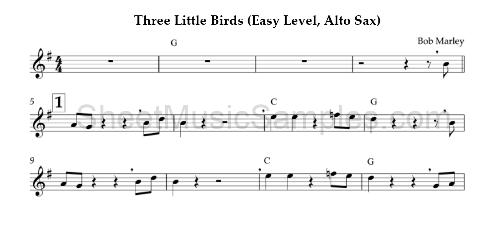 Three Little Birds (Easy Level, Alto Sax)