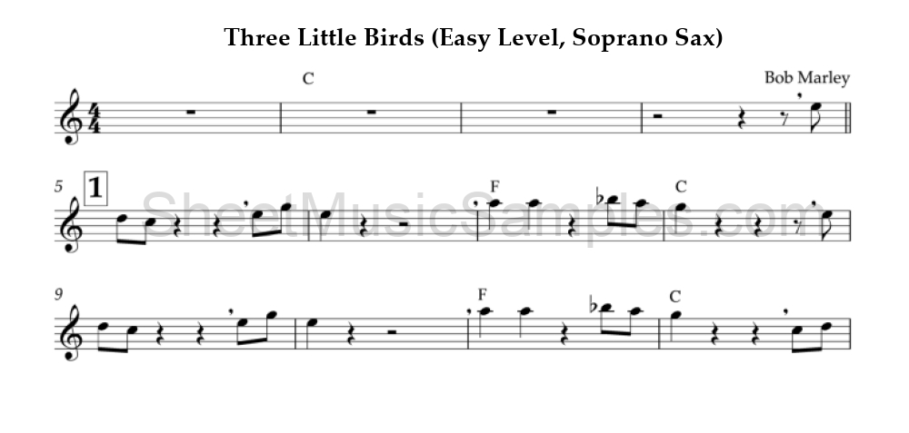 Three Little Birds (Easy Level, Soprano Sax)