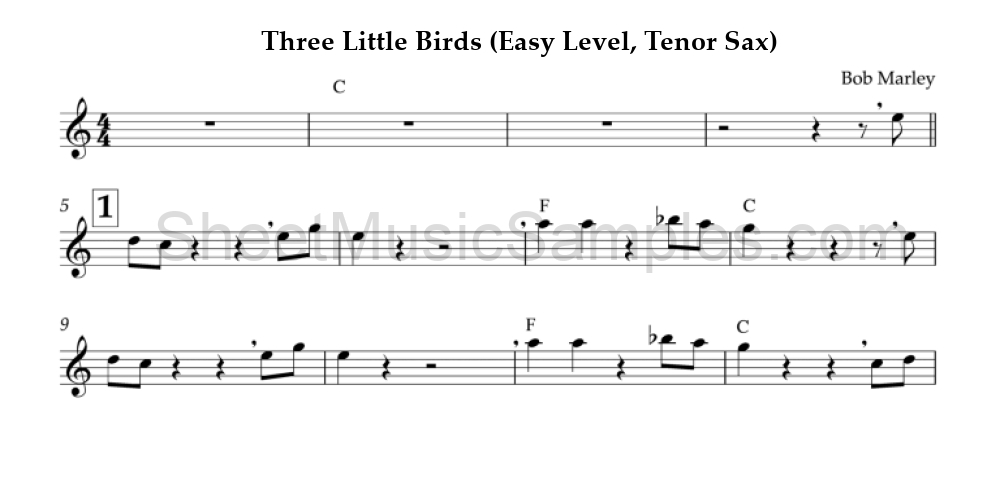 Three Little Birds (Easy Level, Tenor Sax)