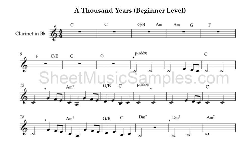 A Thousand Years (Beginner Level)