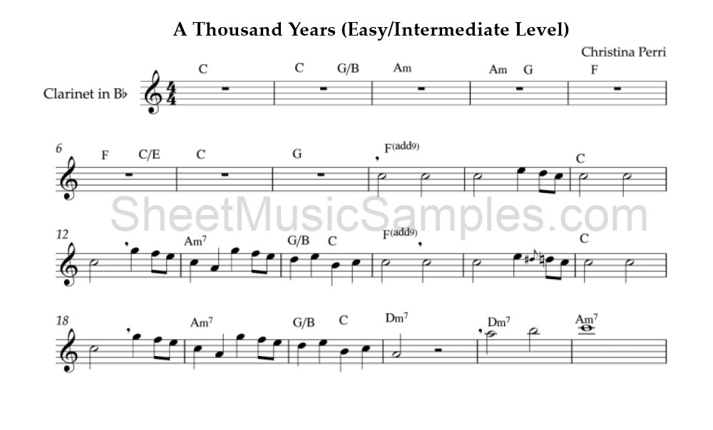 A Thousand Years (Easy/Intermediate Level)