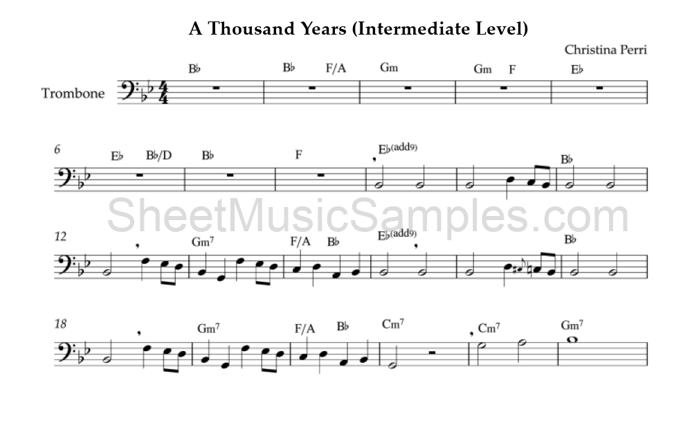 A Thousand Years (Intermediate Level)