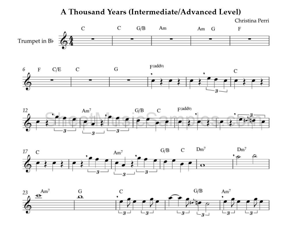 A Thousand Years (Intermediate/Advanced Level)