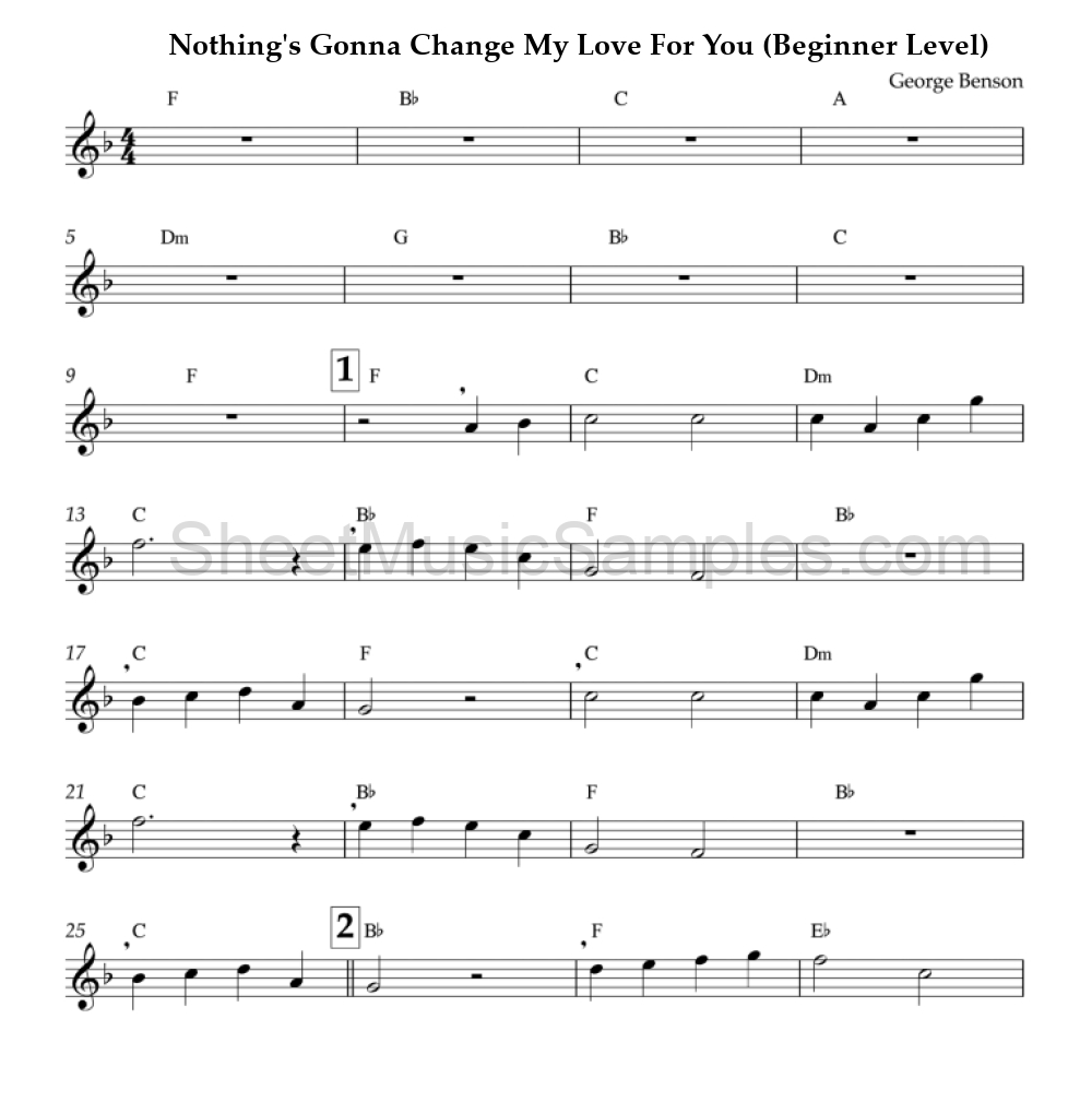 Nothing's Gonna Change My Love For You (Beginner Level)