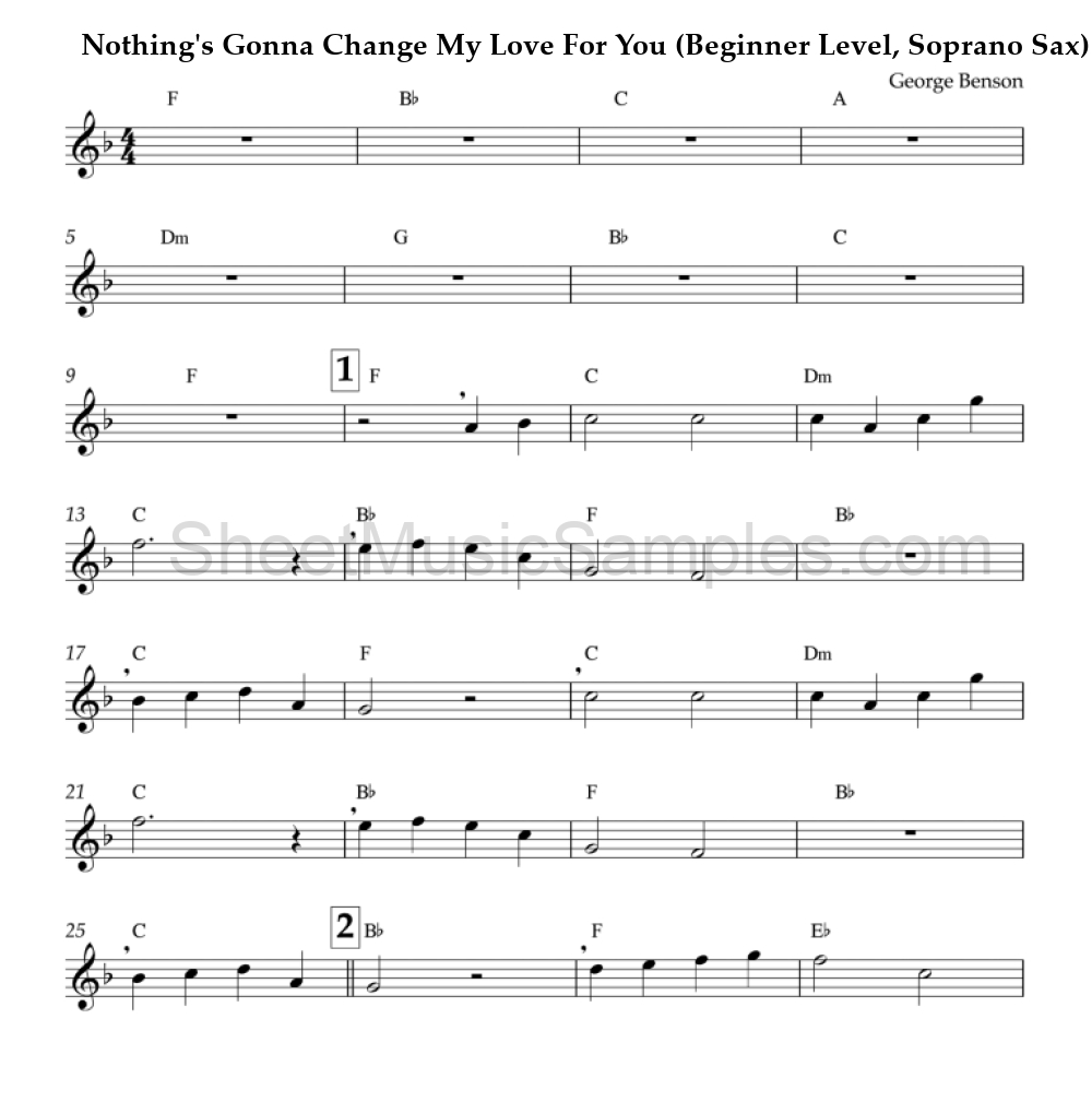 Nothing's Gonna Change My Love For You (Beginner Level, Soprano Sax)