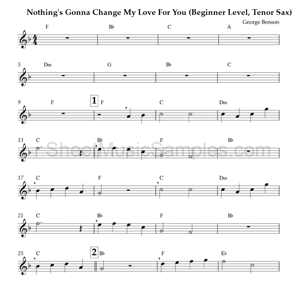 Nothing's Gonna Change My Love For You (Beginner Level, Tenor Sax)