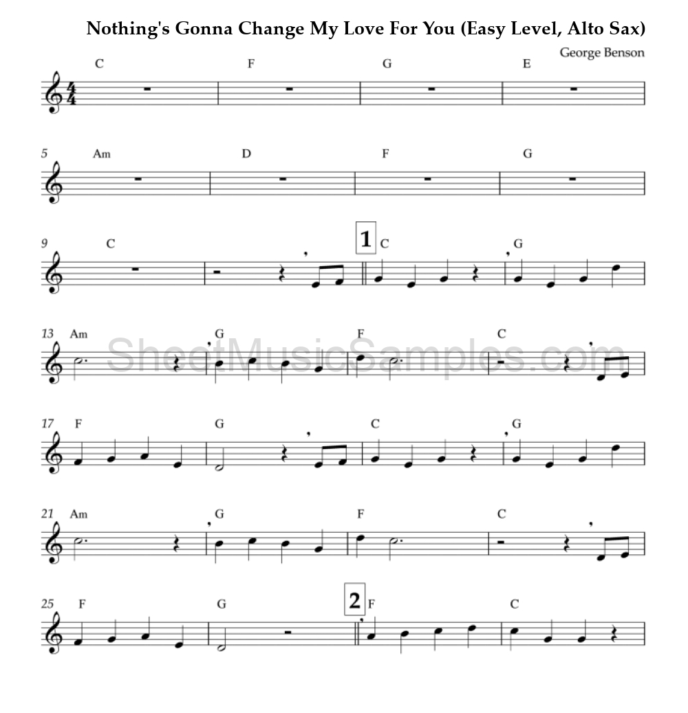 Nothing's Gonna Change My Love For You (Easy Level, Alto Sax)