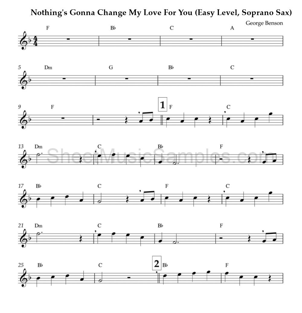 Nothing's Gonna Change My Love For You (Easy Level, Soprano Sax)