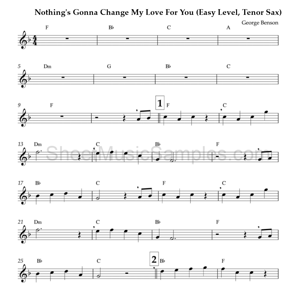 Nothing's Gonna Change My Love For You (Easy Level, Tenor Sax)