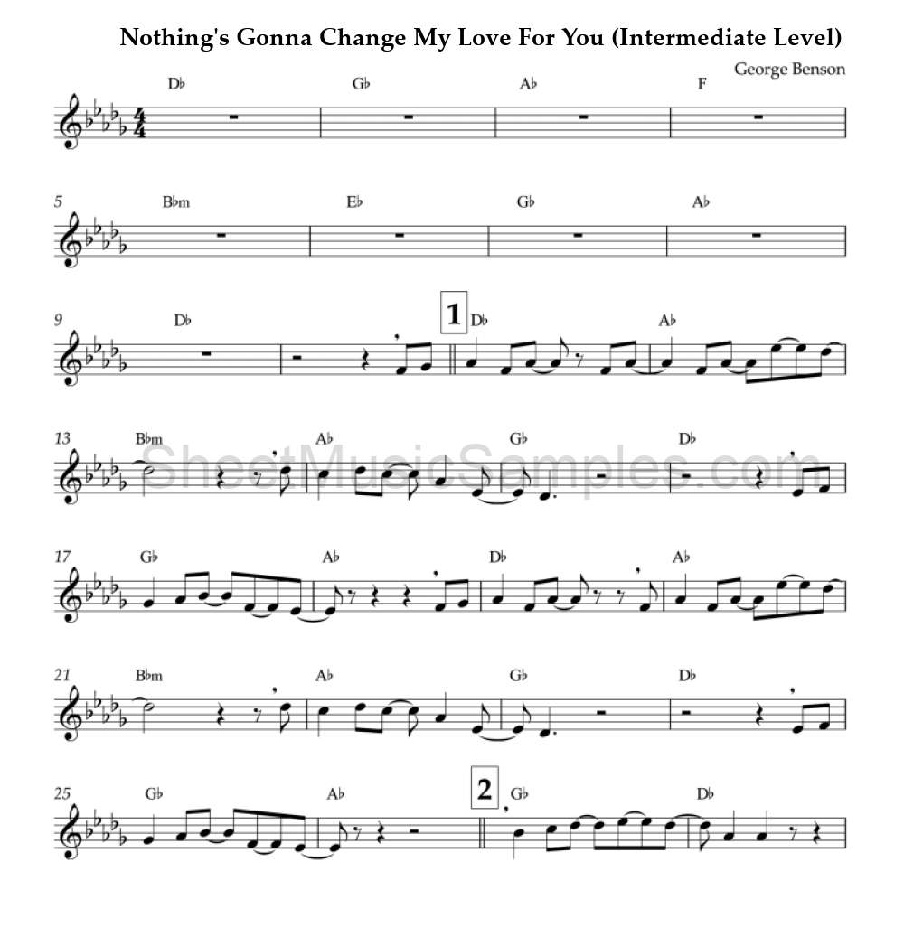 Nothing's Gonna Change My Love For You (Intermediate Level)