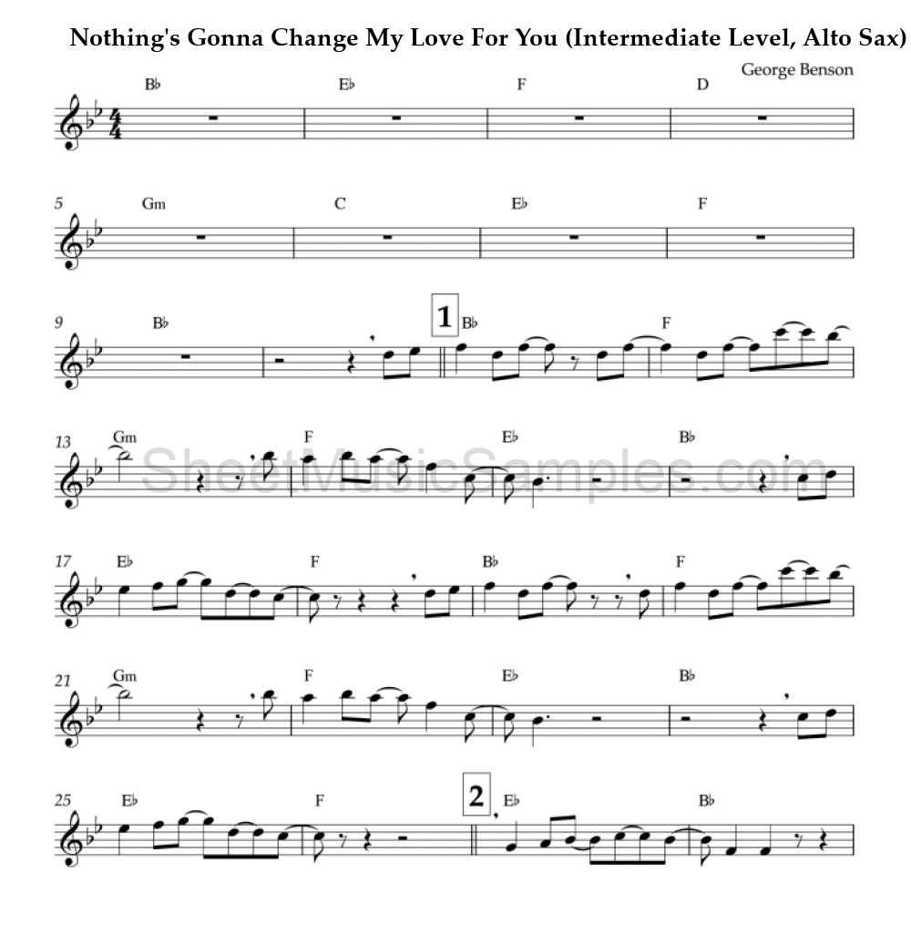 Nothing's Gonna Change My Love For You (Intermediate Level, Alto Sax)