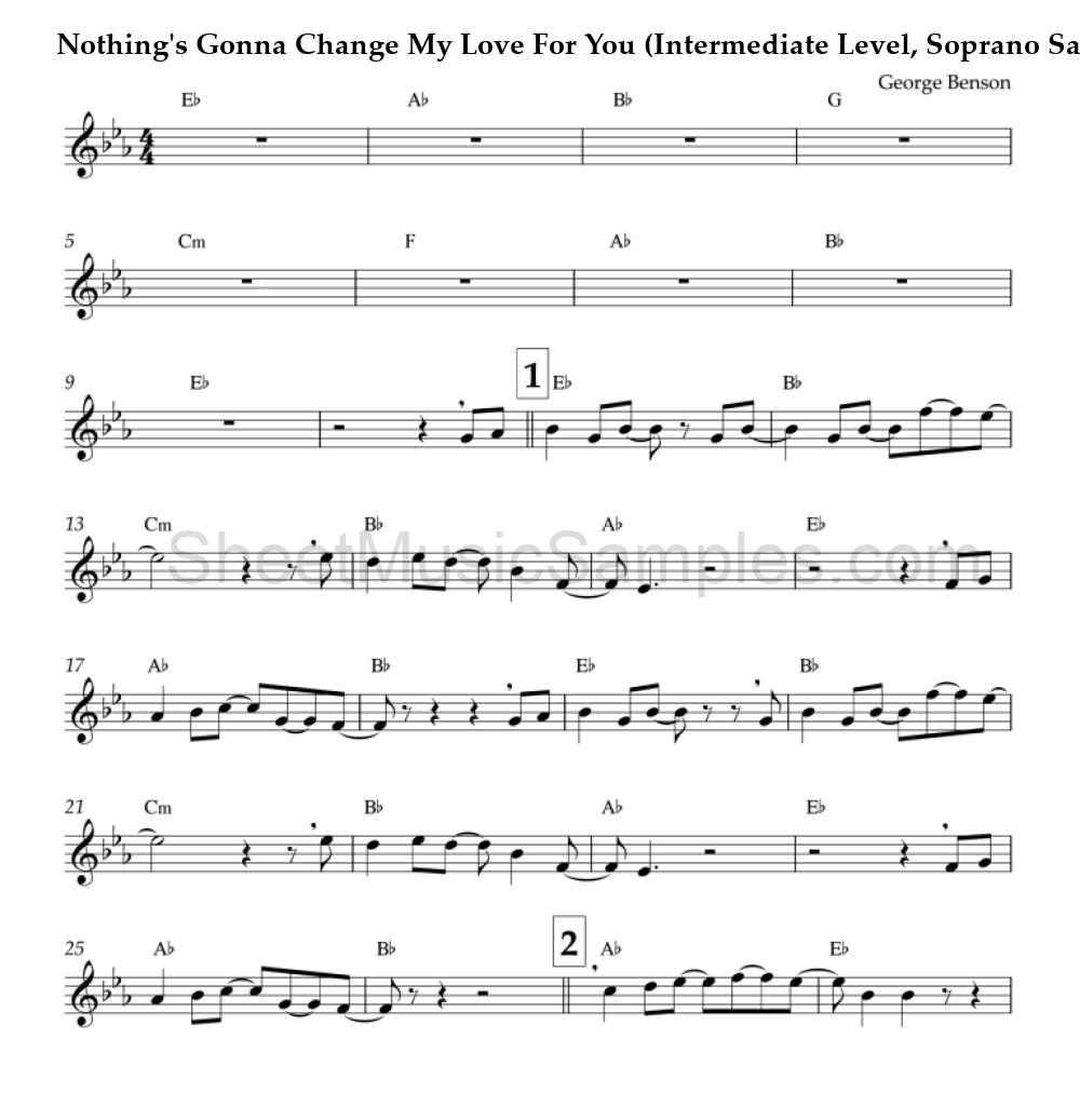 Nothing's Gonna Change My Love For You (Intermediate Level, Soprano Sax)