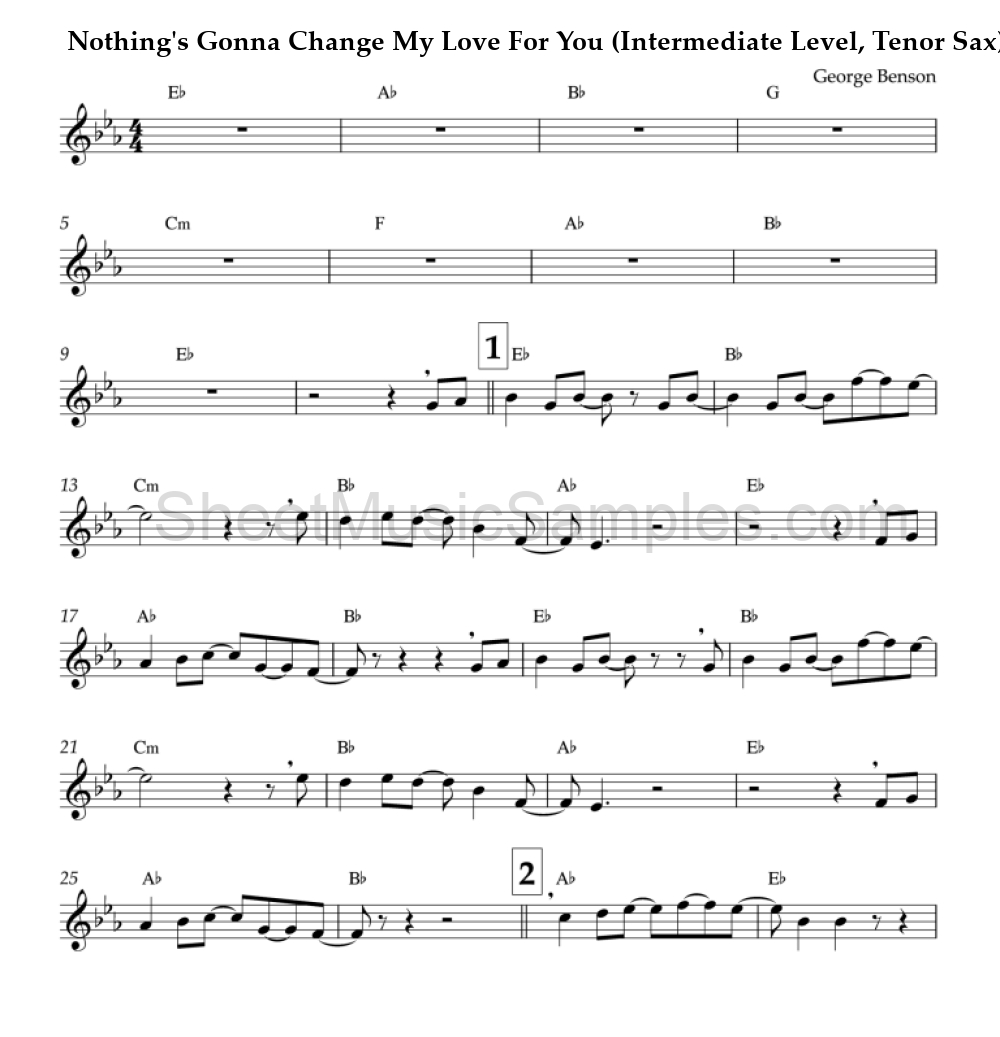 Nothing's Gonna Change My Love For You (Intermediate Level, Tenor Sax)