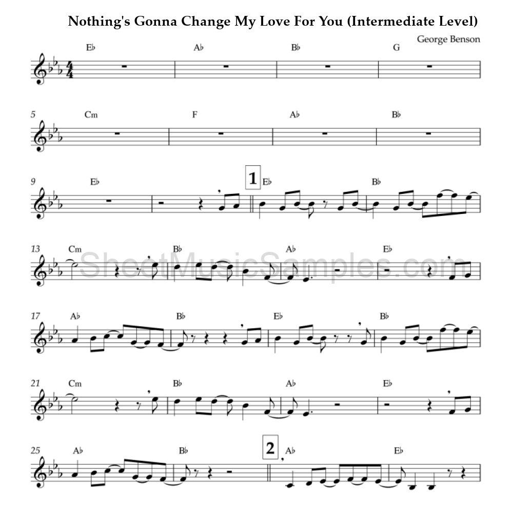 Nothing's Gonna Change My Love For You (Intermediate Level)