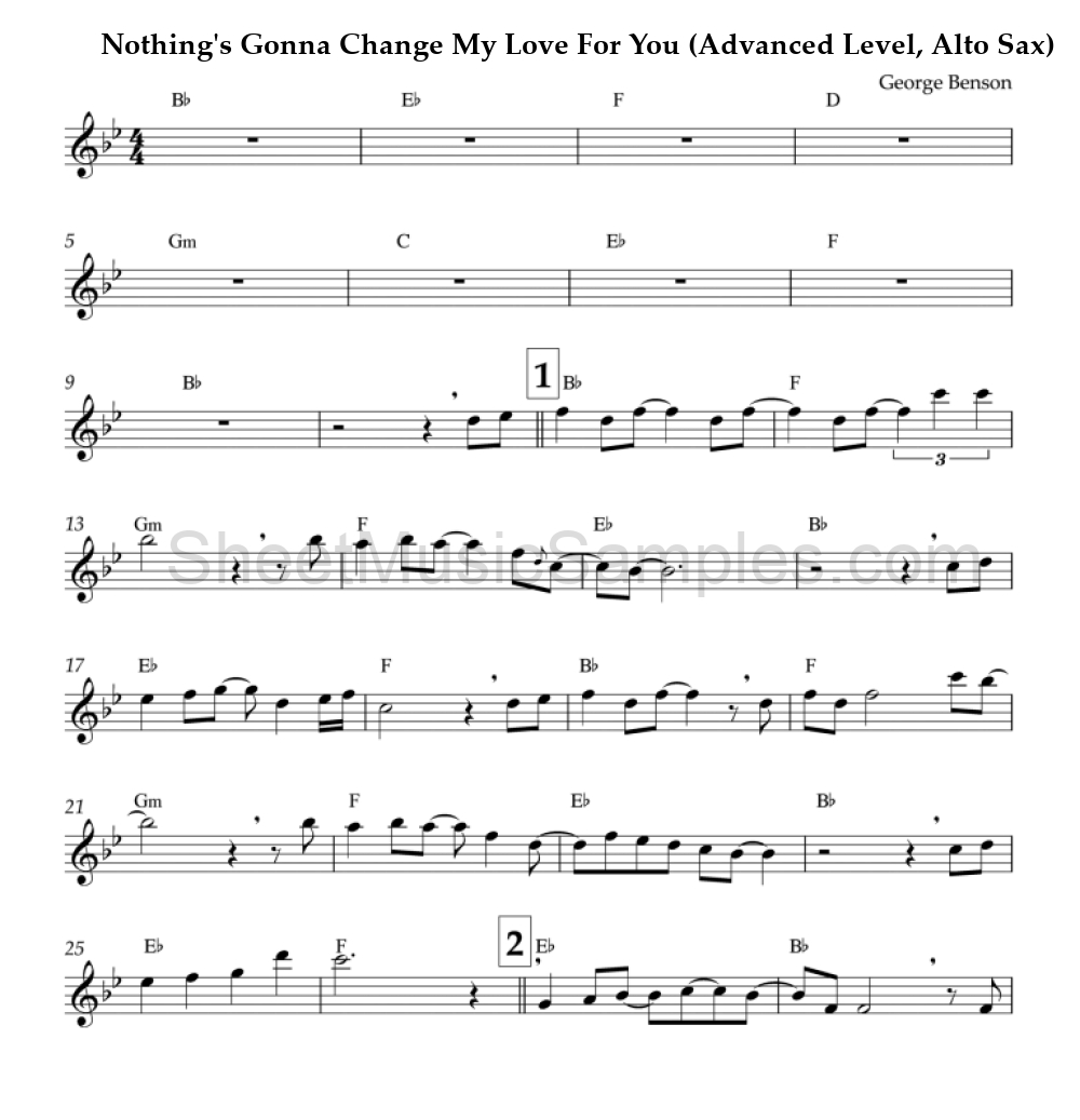 Nothing's Gonna Change My Love For You (Advanced Level, Alto Sax)