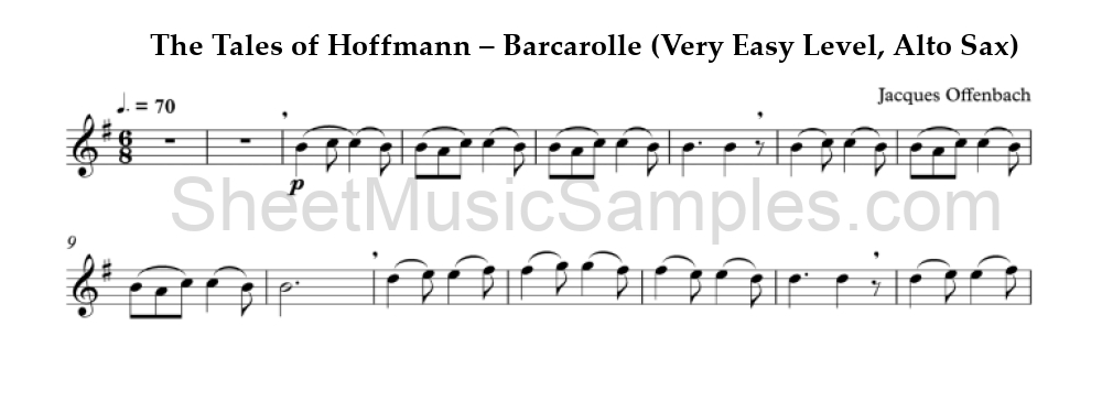 The Tales of Hoffmann – Barcarolle (Very Easy Level, Alto Sax)