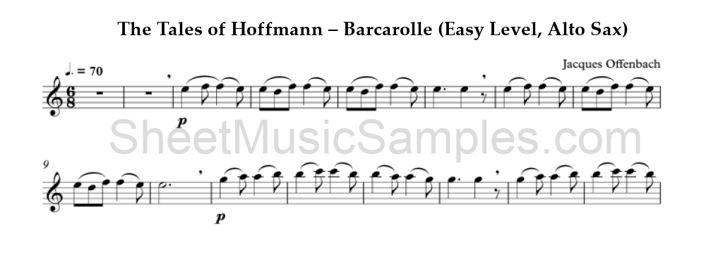 The Tales of Hoffmann – Barcarolle (Easy Level, Alto Sax)