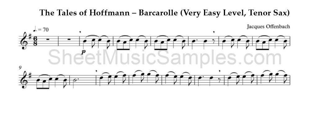 The Tales of Hoffmann – Barcarolle (Very Easy Level, Tenor Sax)