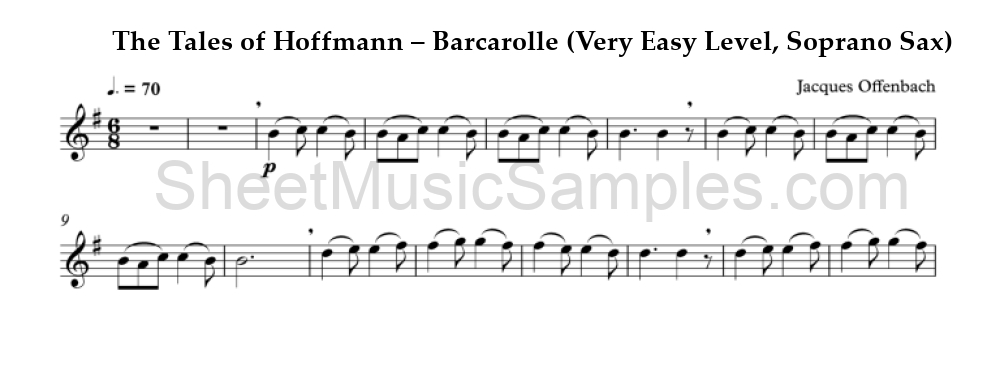 The Tales of Hoffmann – Barcarolle (Very Easy Level, Soprano Sax)