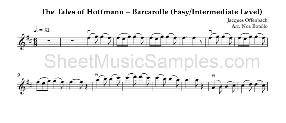 The Tales of Hoffmann – Barcarolle (Easy/Intermediate Level)