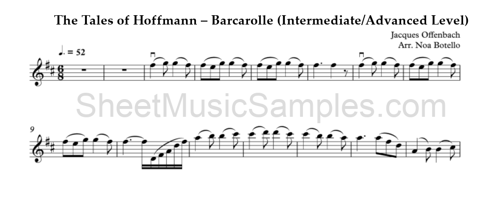 The Tales of Hoffmann – Barcarolle (Intermediate/Advanced Level)