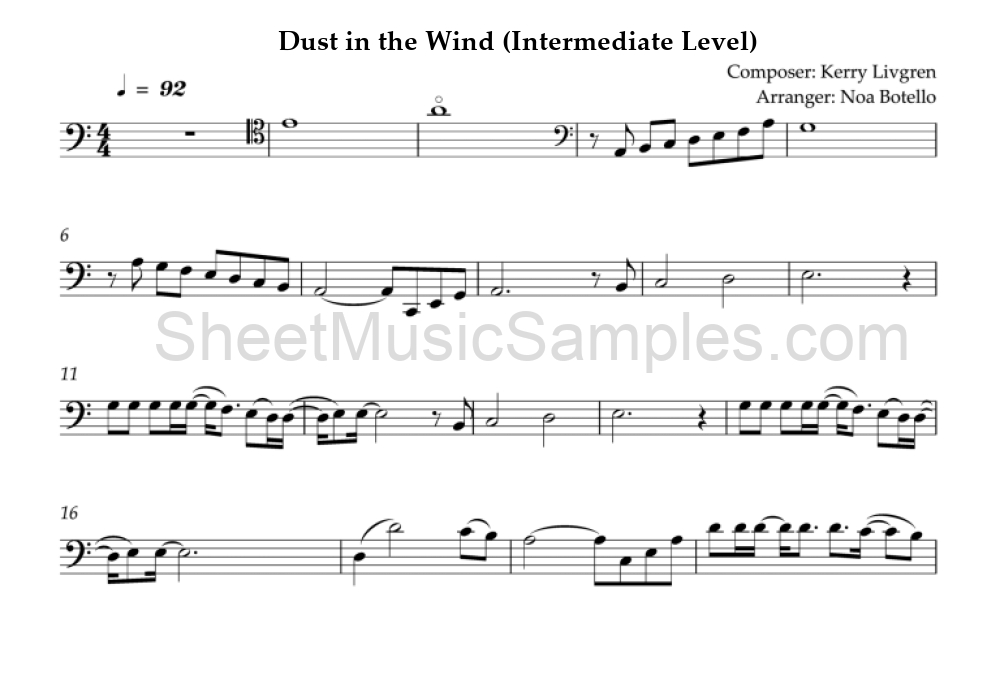 Dust in the Wind (Intermediate Level)