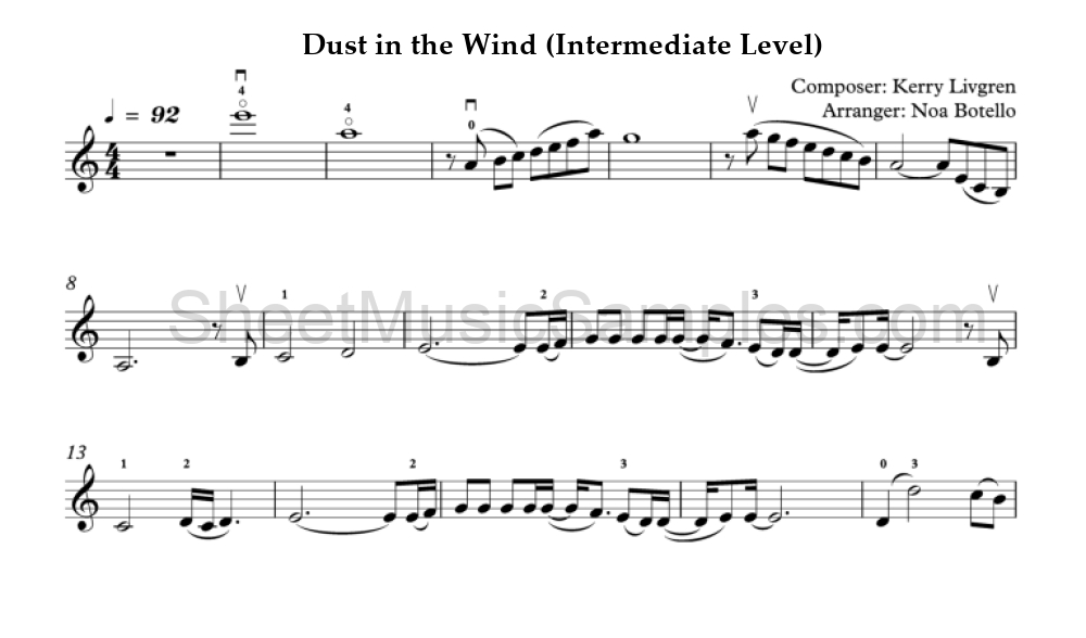 Dust in the Wind (Intermediate Level)