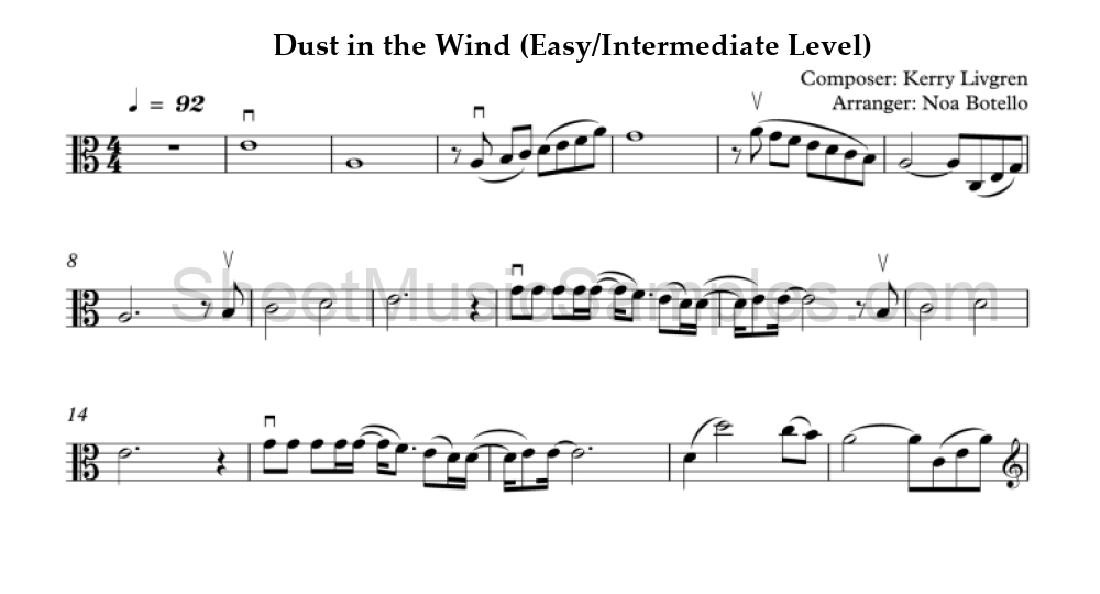 Dust in the Wind (Easy/Intermediate Level)