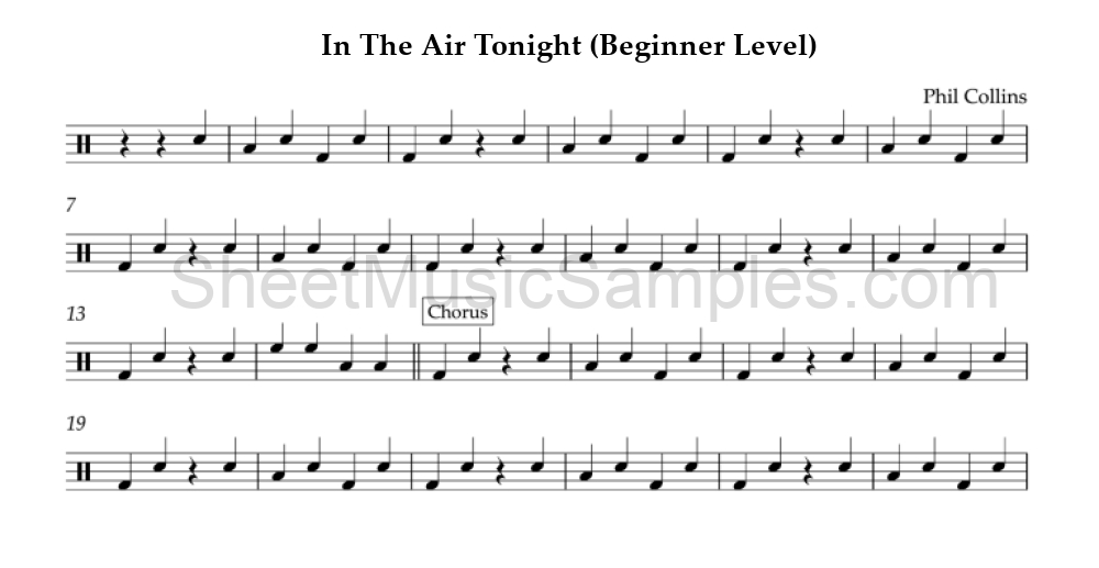 In The Air Tonight (Beginner Level)