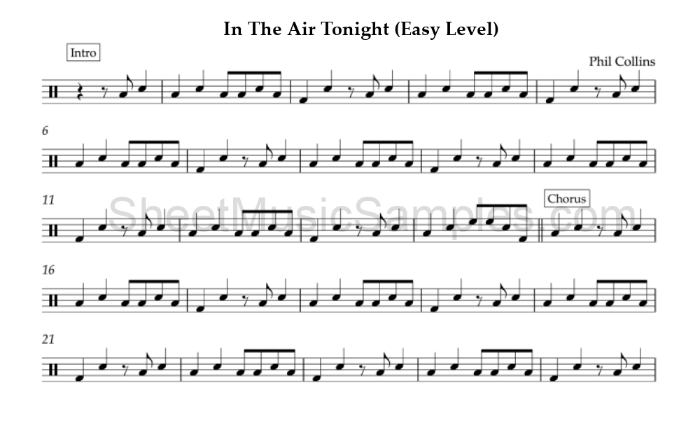 In The Air Tonight (Easy Level)