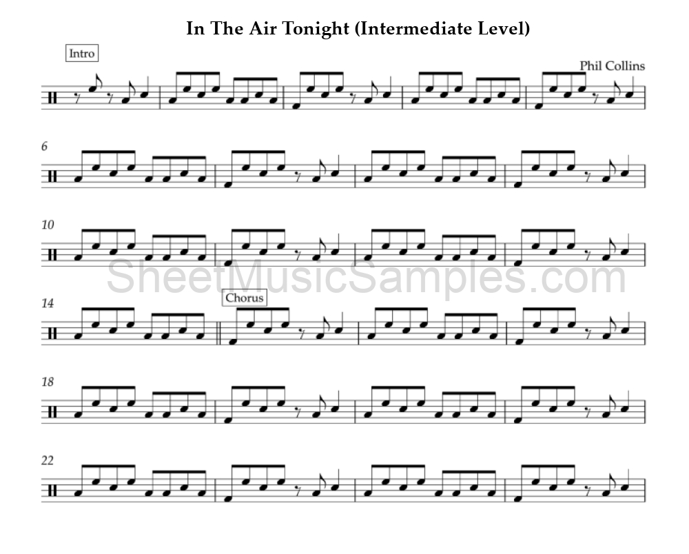 In The Air Tonight (Intermediate Level)