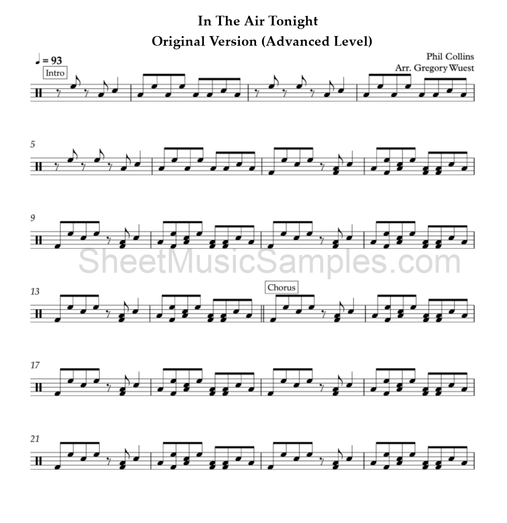 In The Air Tonight - Original Version (Advanced Level)