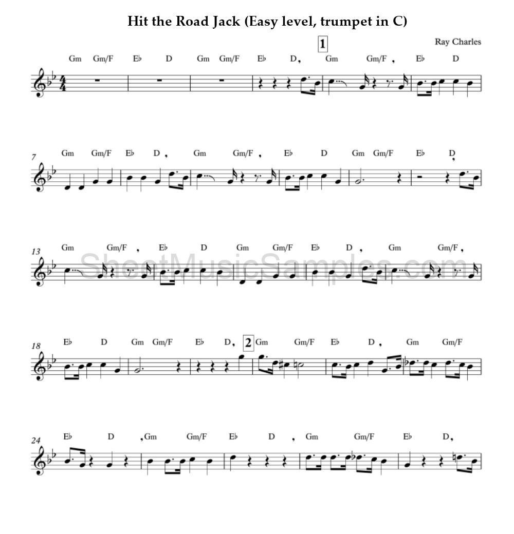 Hit the Road Jack (Easy level, trumpet in C)