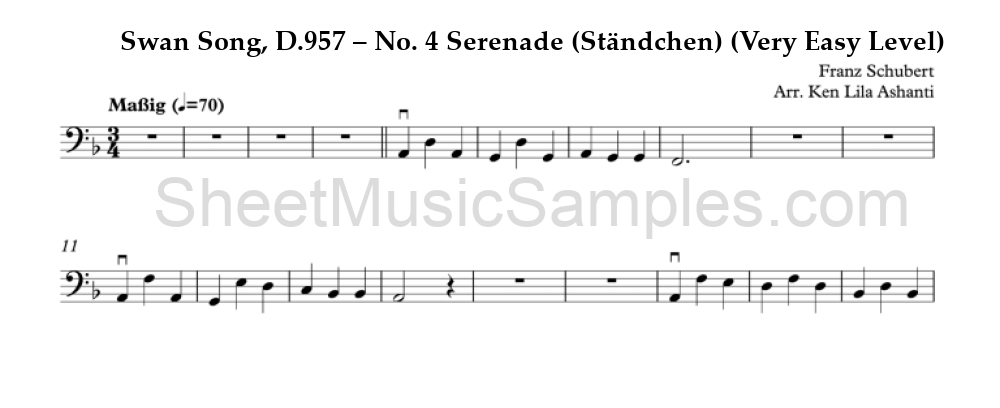 Swan Song, D.957 – No. 4 Serenade (Ständchen) (Very Easy Level)