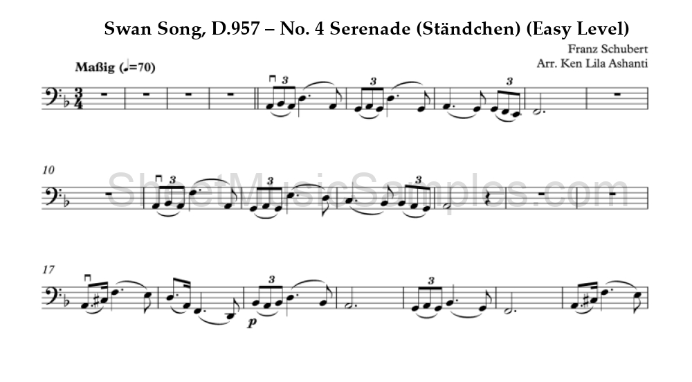 Swan Song, D.957 – No. 4 Serenade (Ständchen) (Easy Level)