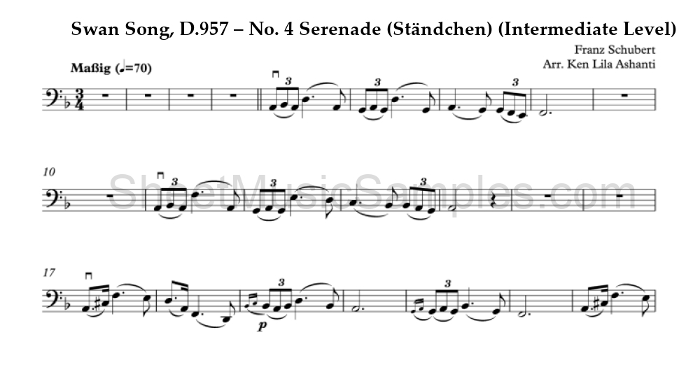 Swan Song, D.957 – No. 4 Serenade (Ständchen) (Intermediate Level)