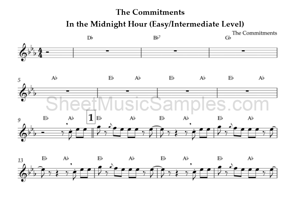 The Commitments - In the Midnight Hour (Easy/Intermediate Level)