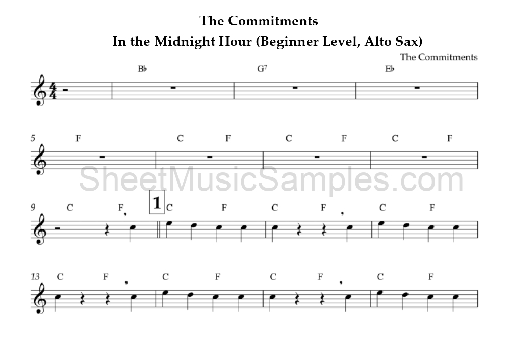 The Commitments - In the Midnight Hour (Beginner Level, Alto Sax)