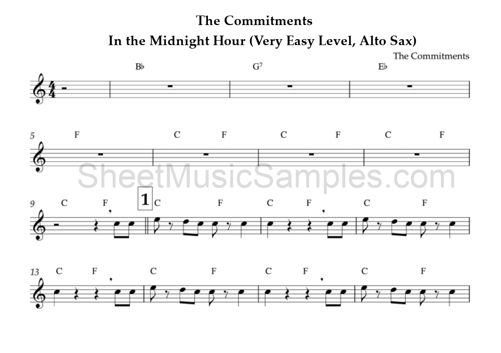 The Commitments - In the Midnight Hour (Very Easy Level, Alto Sax)