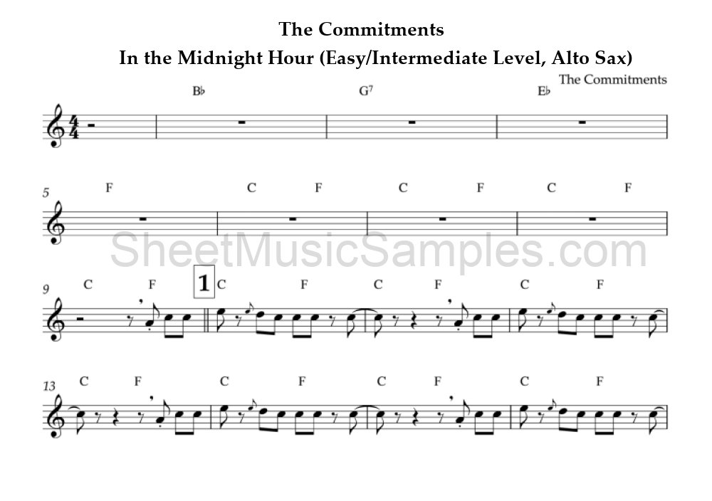 The Commitments - In the Midnight Hour (Easy/Intermediate Level, Alto Sax)