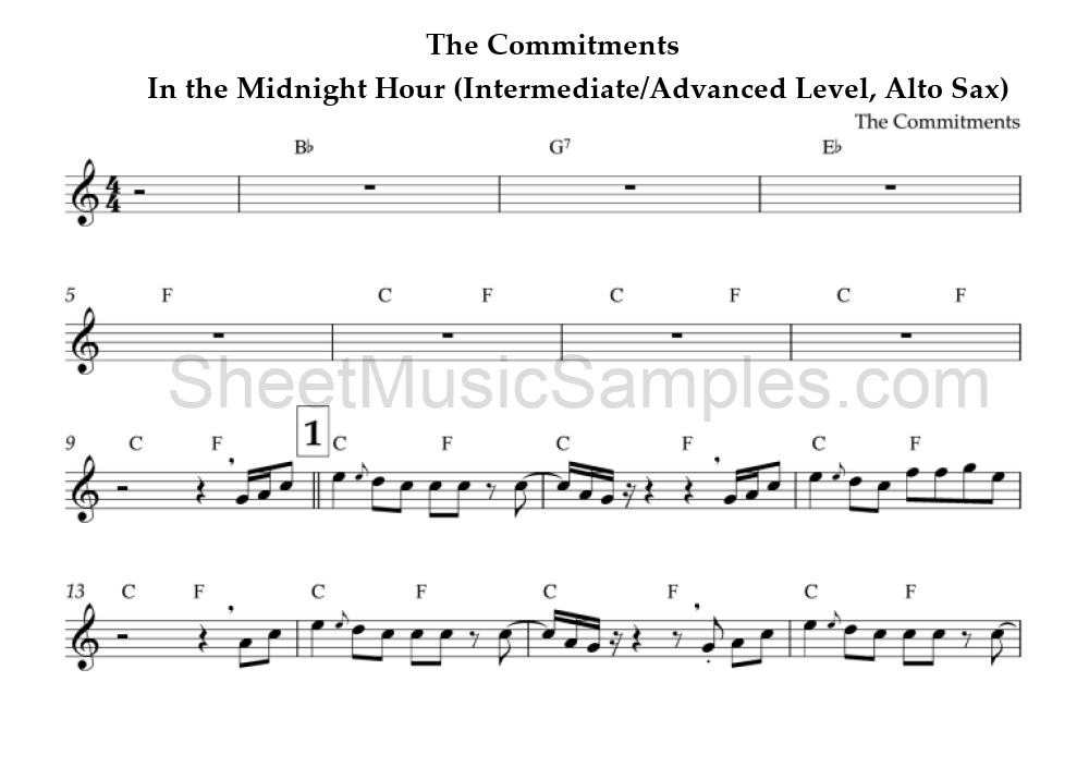 The Commitments - In the Midnight Hour (Intermediate/Advanced Level, Alto Sax)