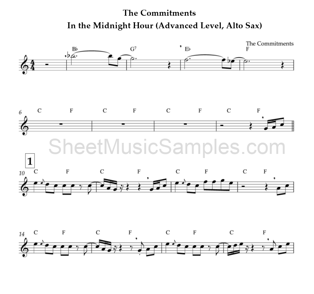 The Commitments - In the Midnight Hour (Advanced Level, Alto Sax)