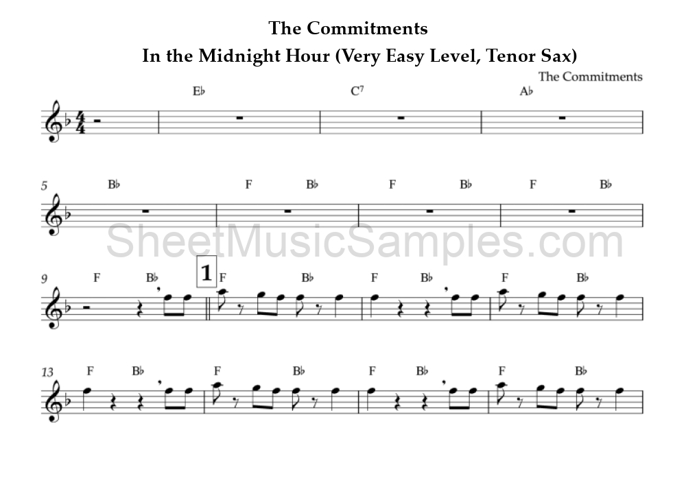 The Commitments - In the Midnight Hour (Very Easy Level, Tenor Sax)