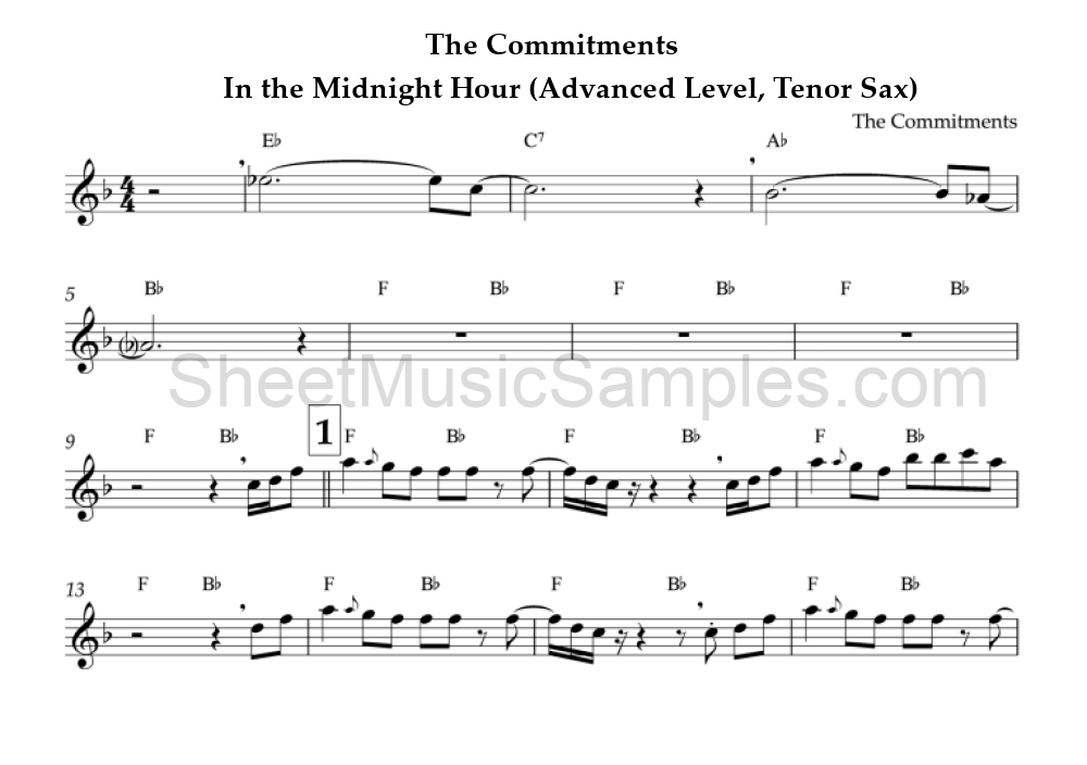 The Commitments - In the Midnight Hour (Advanced Level, Tenor Sax)