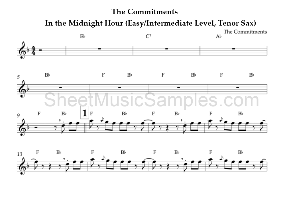 The Commitments - In the Midnight Hour (Easy/Intermediate Level, Tenor Sax)