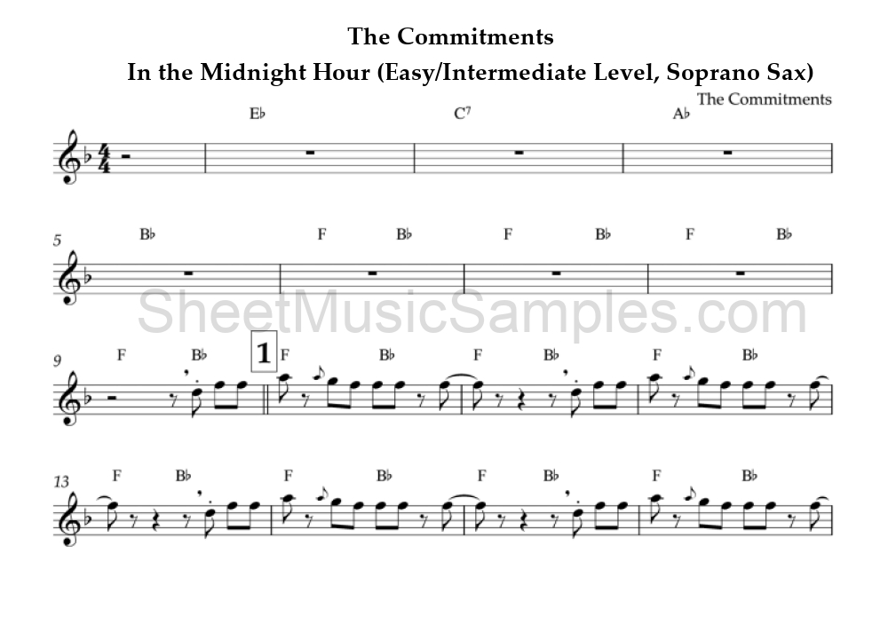 The Commitments - In the Midnight Hour (Easy/Intermediate Level, Soprano Sax)