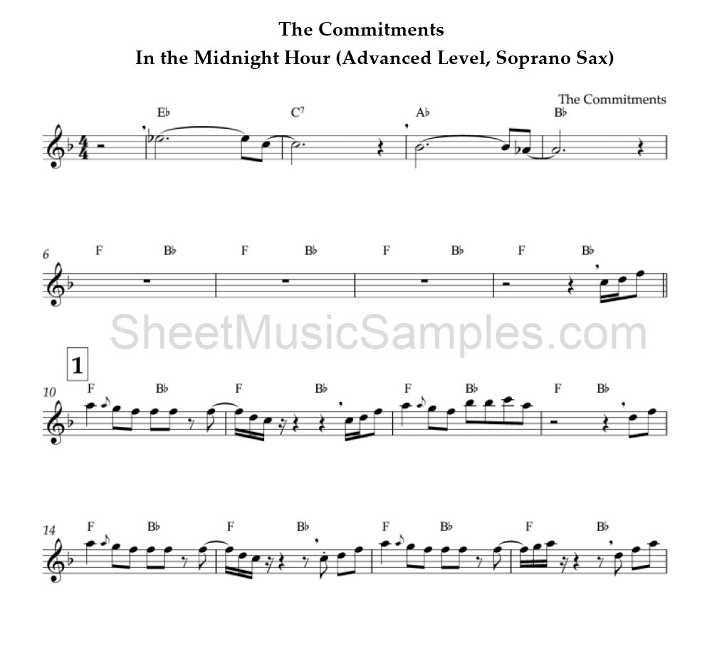 The Commitments - In the Midnight Hour (Advanced Level, Soprano Sax)